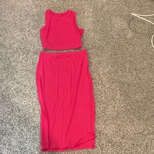 Elegant Pink two piece Dress.   Also slit on one side